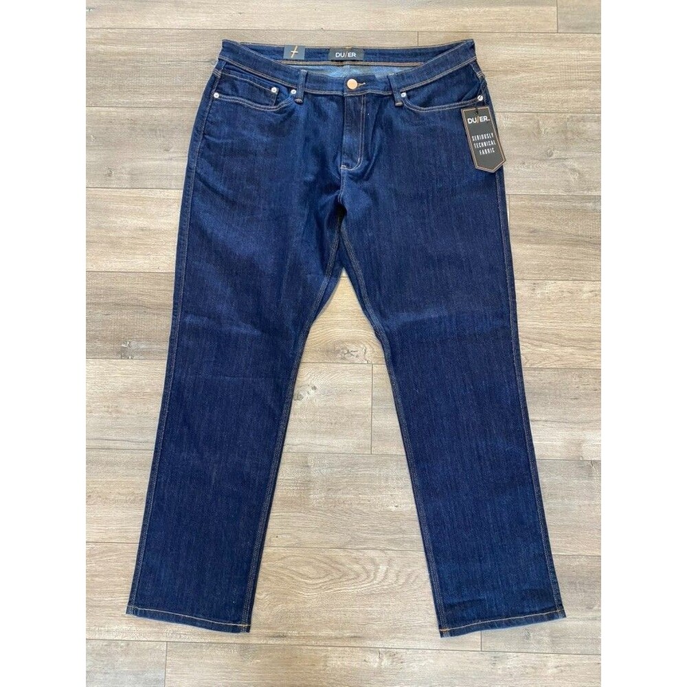 DU/ER Duer Jeans L2X Relaxed Taper Men's 38x32 Blue Denim Performance Stretch